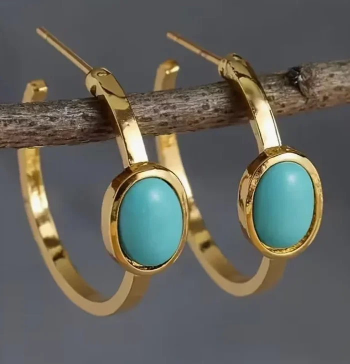 Turquoise Oval Mini Hoops