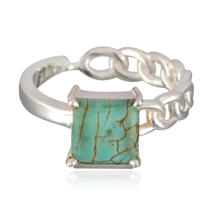 Turquoise Solitaire Japanese 92.5 Silver Blue Gems Whisper-thin Feminine Ring Jewelry