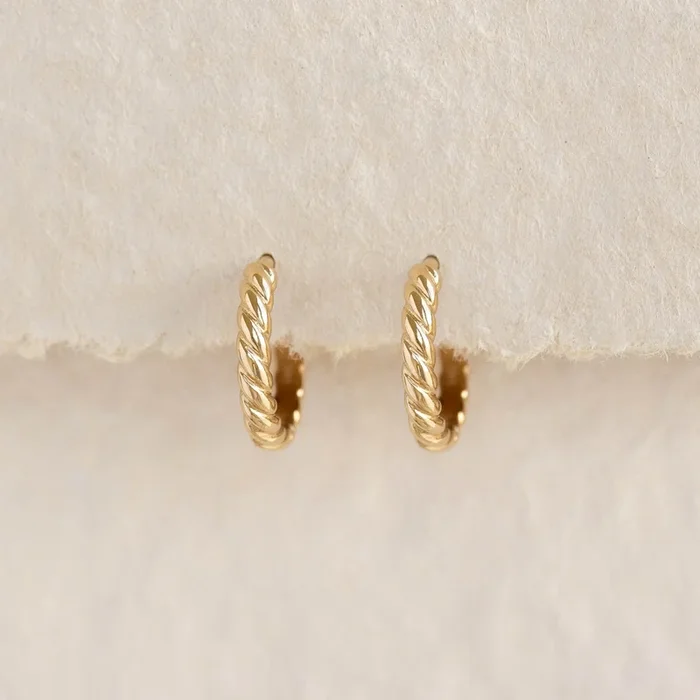 Twist Huggie Earrings 14k Gold – Clemence