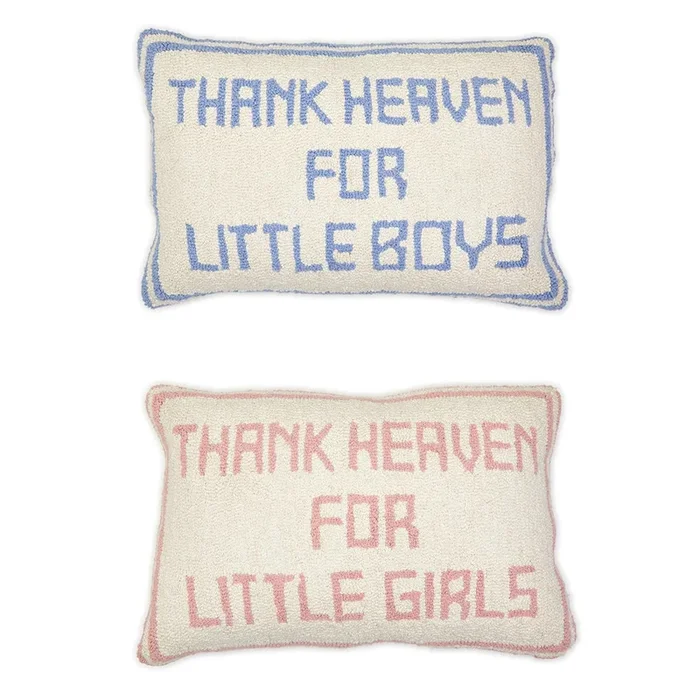 Two’s Company Thank Heaven Punch Embroidery Decorative Throw Pillow