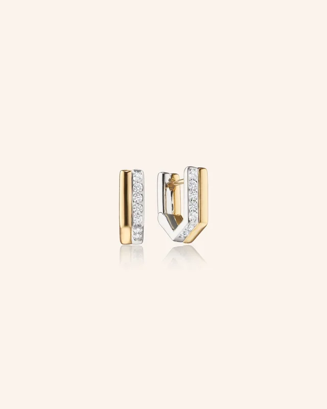 Two-Tone Infinity Huggie Earrings with White Sapphires