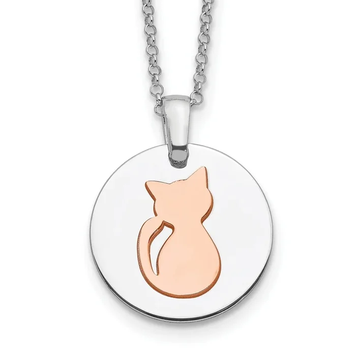 Two-Tone Sterling Silver 17.5-inch Cat Necklace