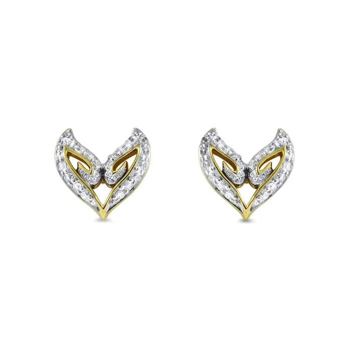 V Pavé Stud Earring – 18K Gold Vermeil + CZ Blanc