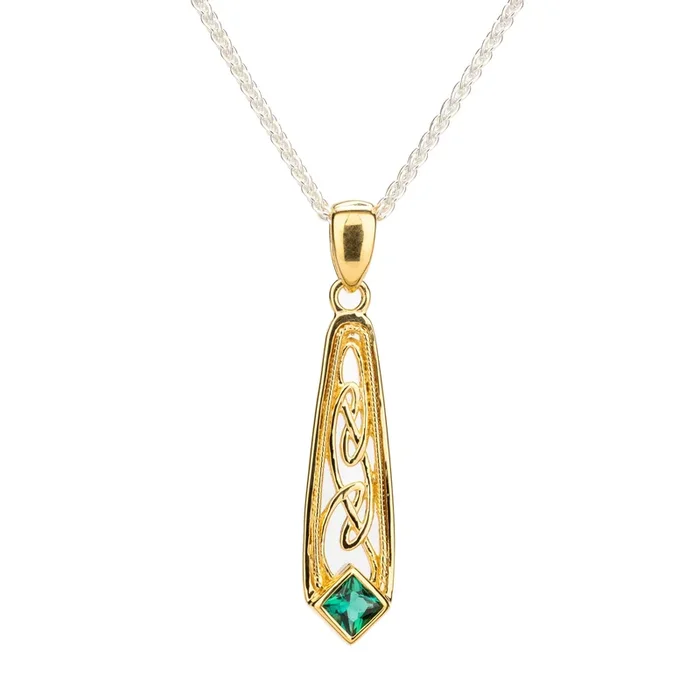 Vermeil over Silver Window to the Soul Pendant-Emerald/Ruby/Moissanite