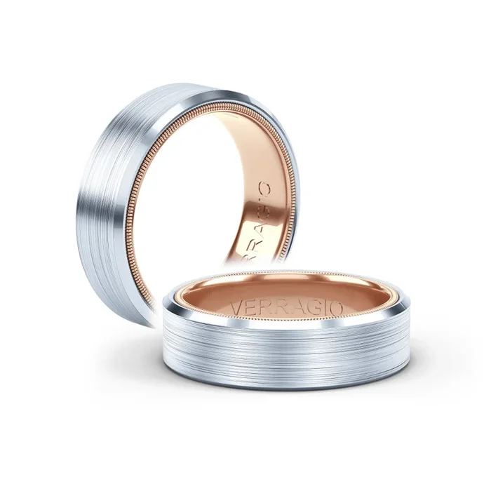 Verragio Men’s 14k 7mm Two-Tone Matte Finish Wedding Band
