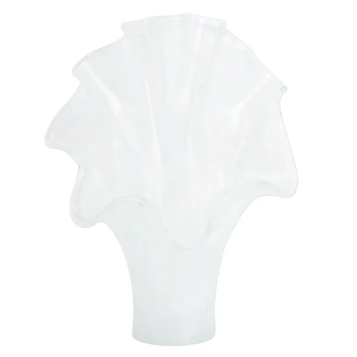 Vietri Onda Glass White Fanned Vase