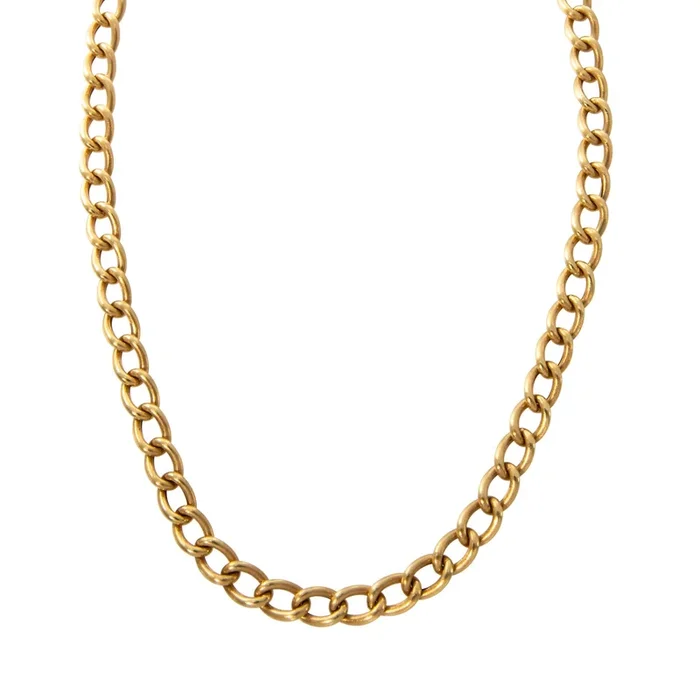 Vintage 14K Yellow Gold Curb Link Necklace 18″