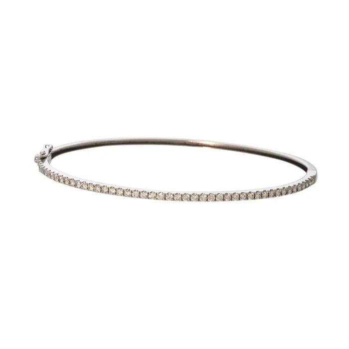 Vintage 1ctw Diamond Pavé 14K White Gold Bangle