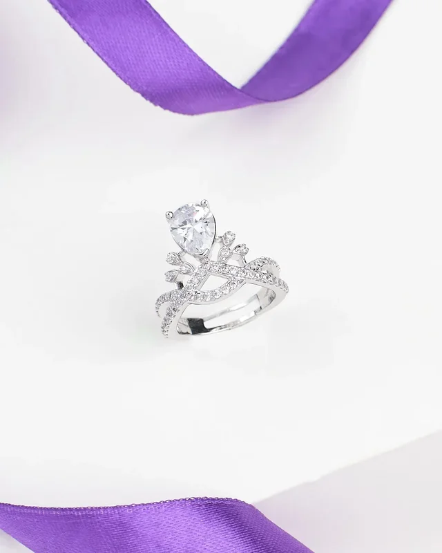 Vintage Romance CZ Ring in Demifine Sterling Silver
