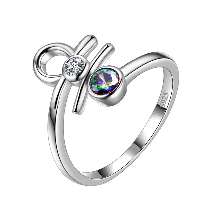 Waage Sternzeichen Ringe Damen Mädchen Schmuck Geburtstagsgeschenk Mystic Topaz 925 Silber