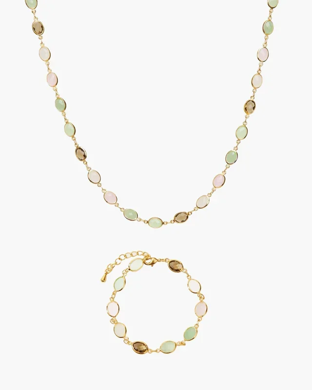 Whimsical Romance Stone Necklace and Bracelet Set