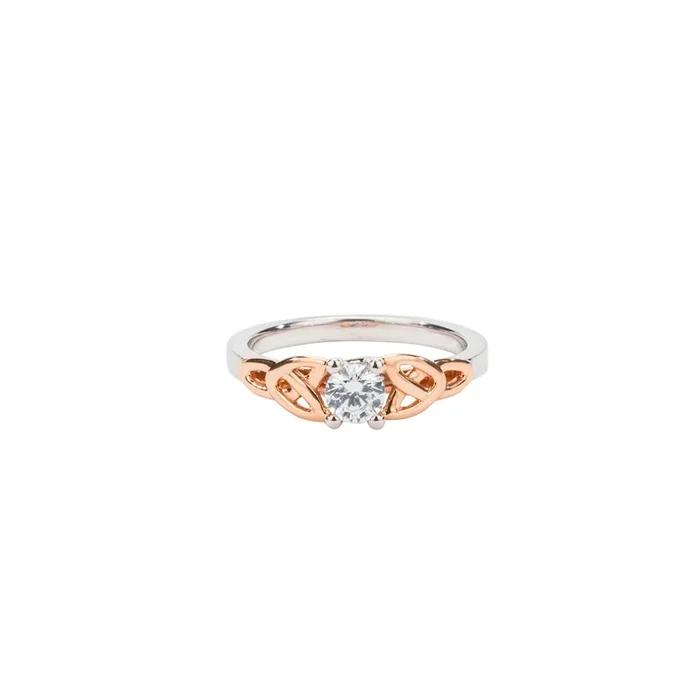 White and Rose Gold 0.5 ct Moissanite Trinity Ring – Custom Order