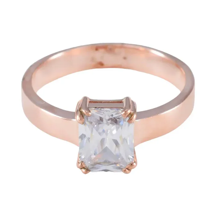 White CZ Solitaire American Sterling Silver White Gemstones Slim Engagement Ring Jewellery