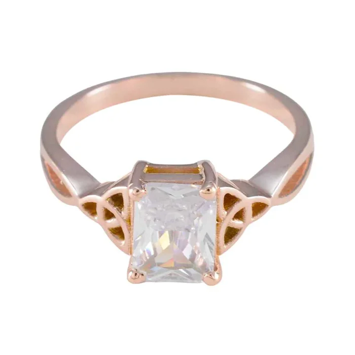 White CZ Solitaire Korean 925 Silver White Gems Delicate Fairytale Ring Jewelry