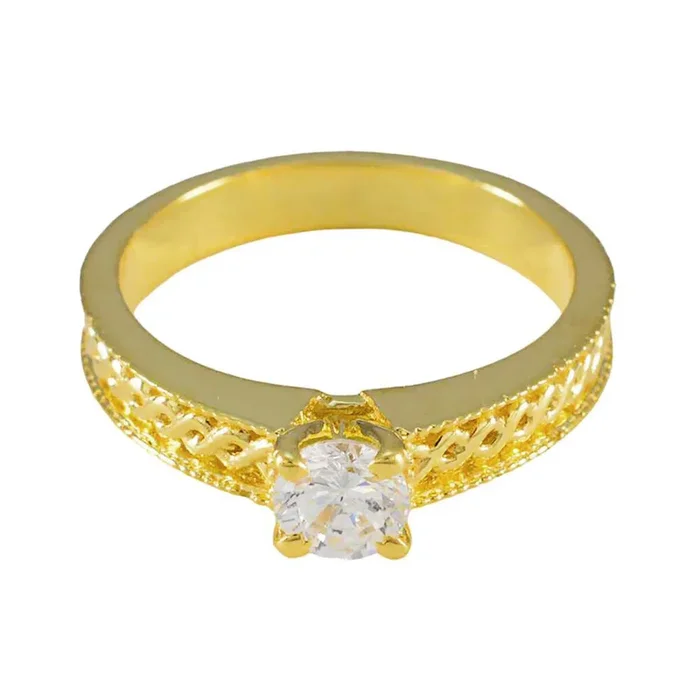 White CZ Solitaire Korean 925 Silver White Gemstone Delicate Feminine Ring Jewellery