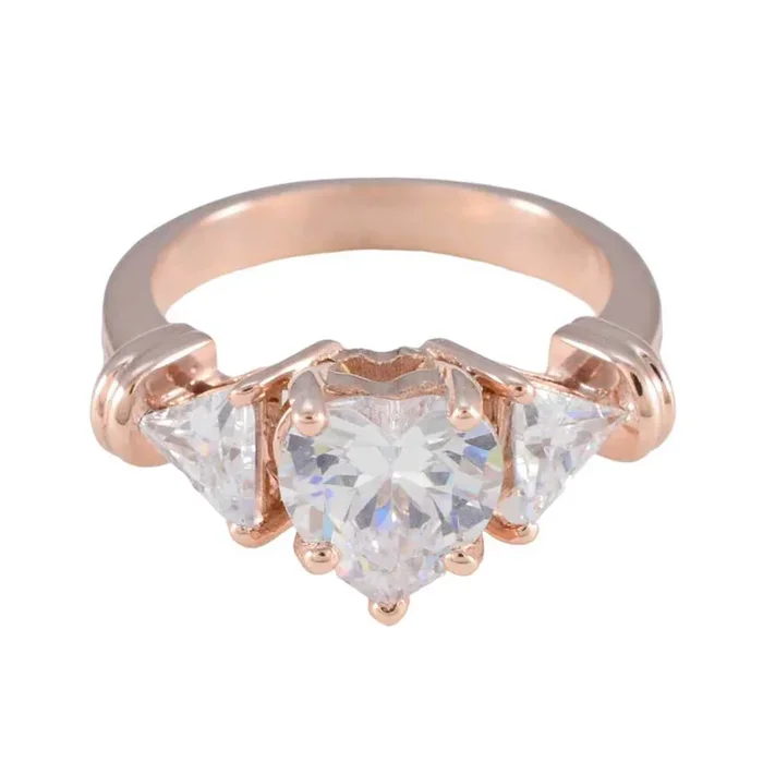 White CZ Trilogy Indian 92.5 Silver White Gems Slim Trendy Ring Jewelry