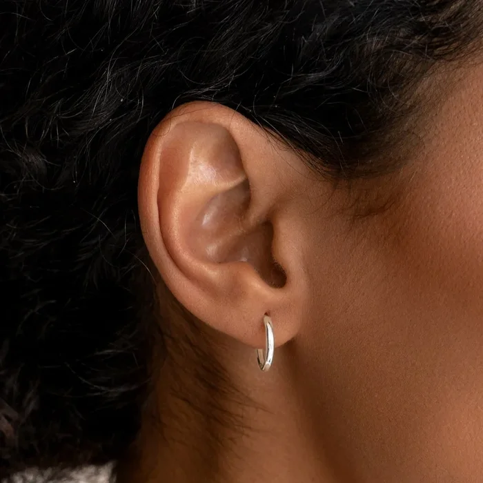 White Gold Huggie Earrings – Emilia