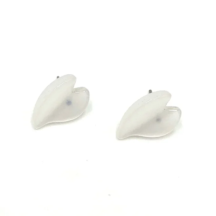 White Moonglow Leaf Stud Earrings
