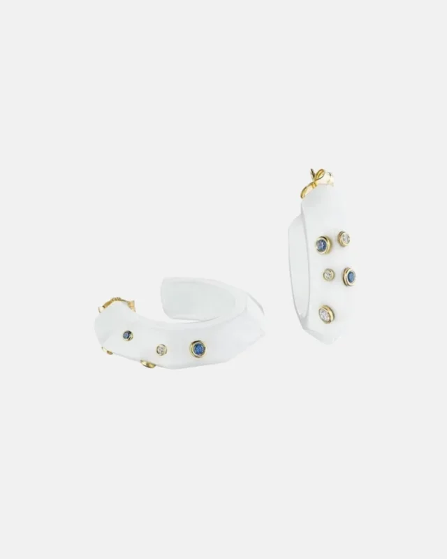 White Onyx Facet Hoops