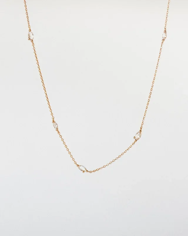 White Sapphire Leaflet Necklace