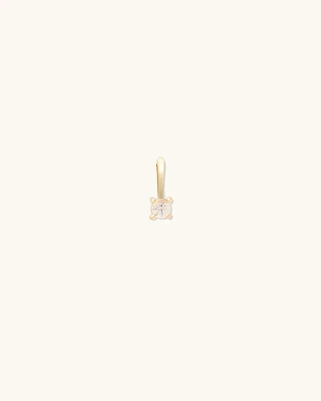 White Topaz Birthstone Charm