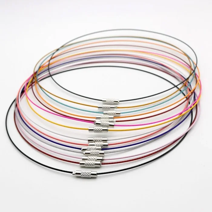 Wholesale 10pcs/lot 18″ Mixed Color Steel Necklace Woman Man Wire Cable Cord Rope Chain Choker Jewelry Necklace DIY Findings