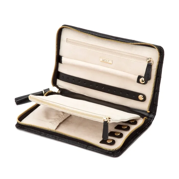 Wolf Caroline jewelry portfolio in black leather | LEPAGE
