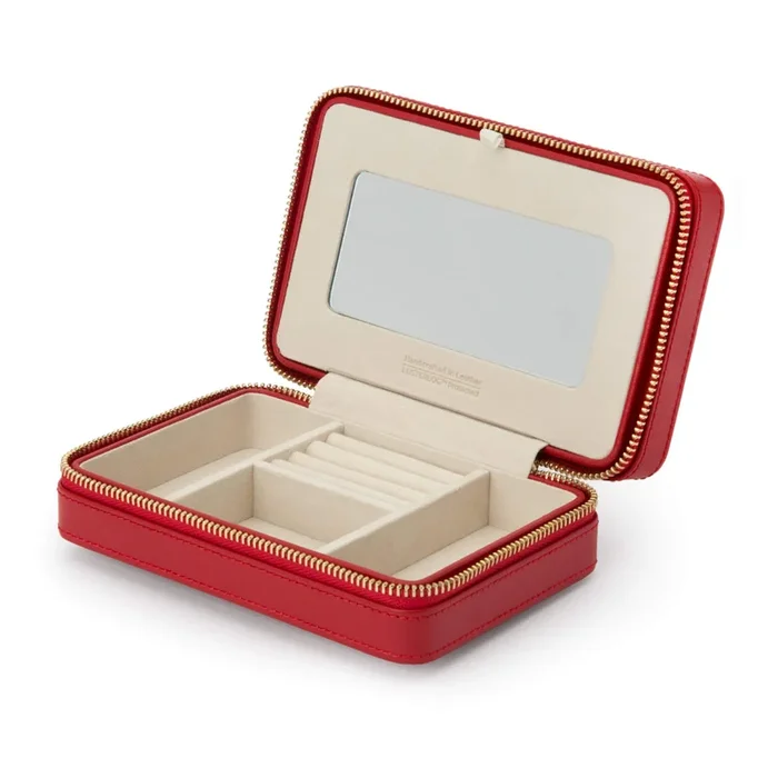 Wolf Palermo zip jewelry case in red leather | LEPAGE