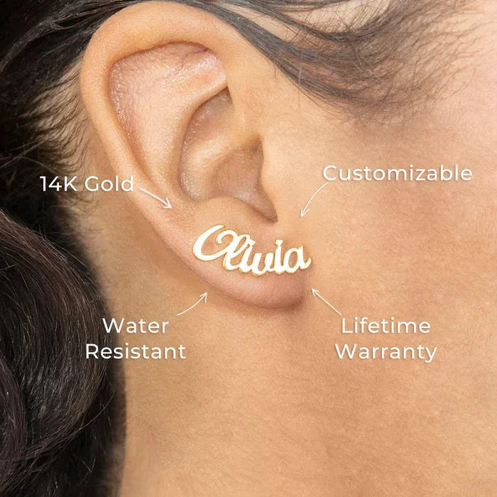 Women Jewelry – 14K Gold Name Earrings | Style # E17