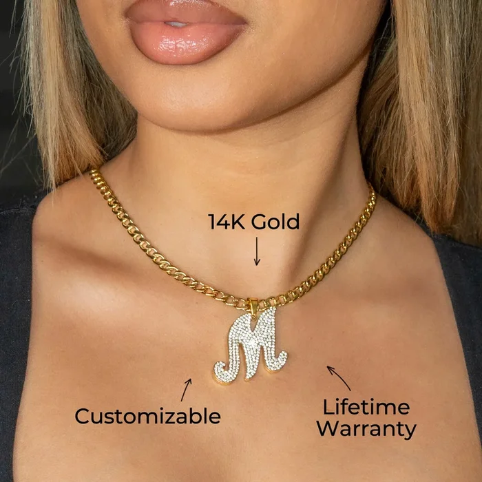 Women Jewelry – Initial Iced Out VVS Necklace | Style # 48