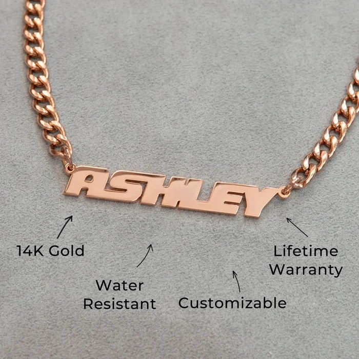 Women Jewelry – Rose Gold Name Necklace | Style # N13