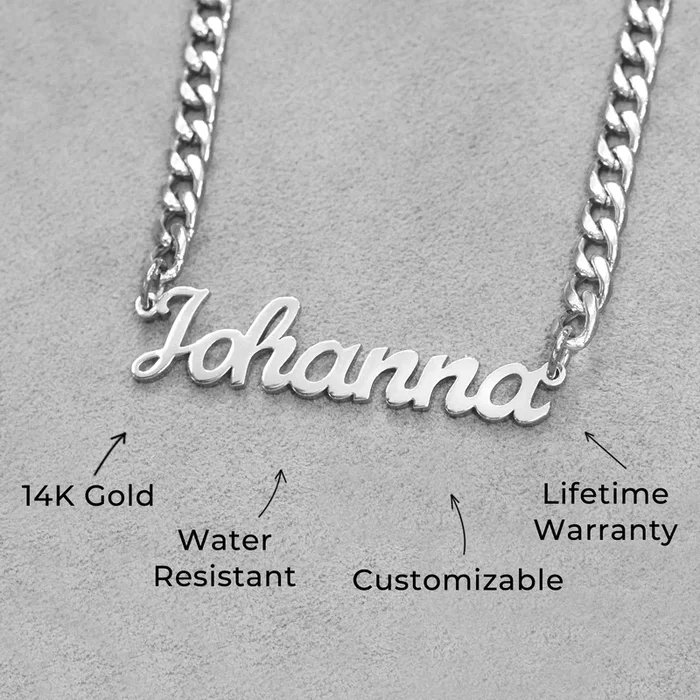 Women Jewelry – White Gold Name Necklace | Style # N01