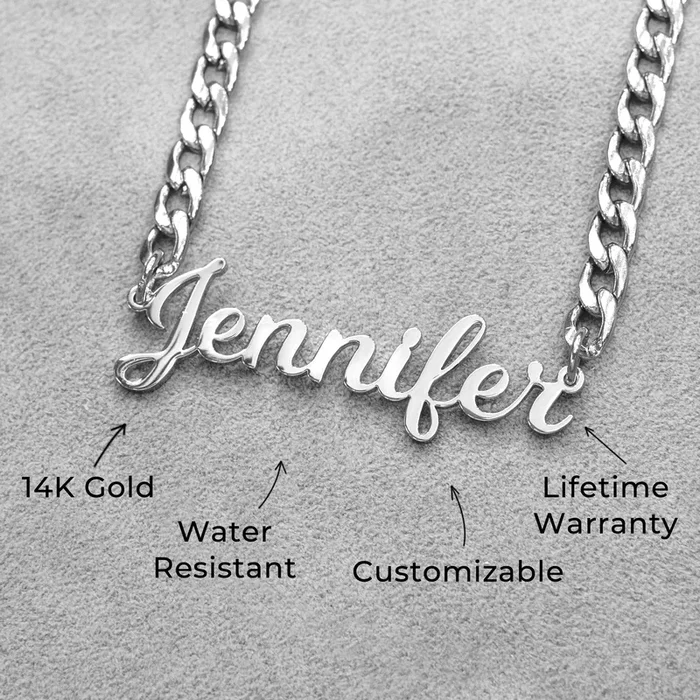 Women Jewelry – White Gold Name Necklace | Style # N05