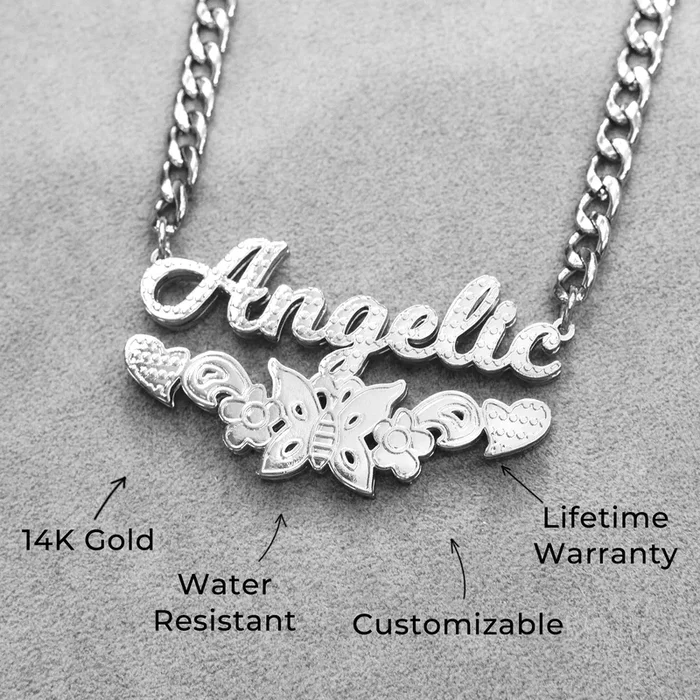 Women Jewelry – White Gold Name Necklace | Style # N10