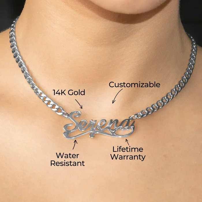 Women Jewelry – White Gold Name Necklace | Style # N29