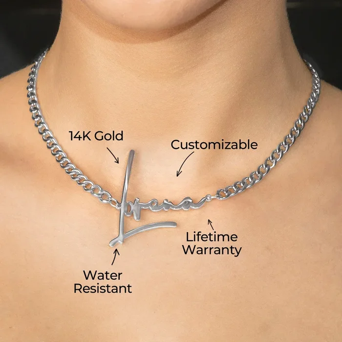 Women Jewelry – White Gold Name Necklace | Style # N30