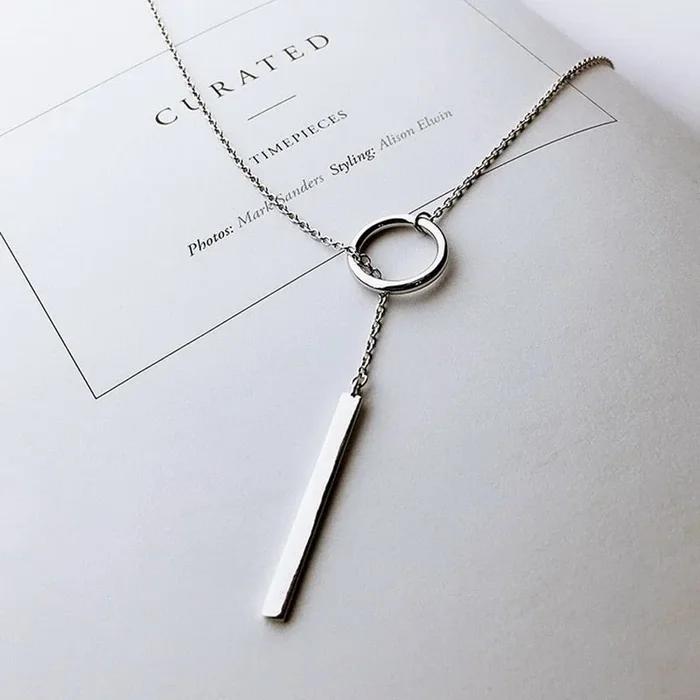 XIYANIKE Vintage 925 Sterling Silver Jewelry Circle Strip Long Chain Pendants&Necklaces sterling-silver Choker Necklace VNS8002