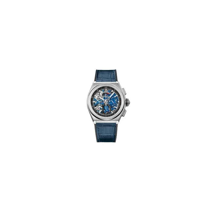 Zenith Defy El Primero 21 Titanium watch blue leather strap 44 mm