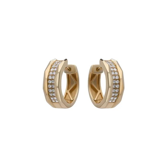 Zig Zag Diamond Gold Huggies